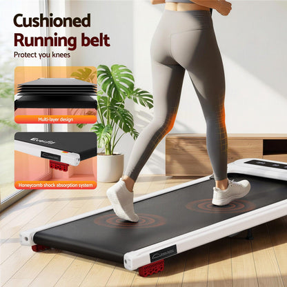 Everfit Treadmill Electric Walking Pad with Incline Under Desk Home Gym White.