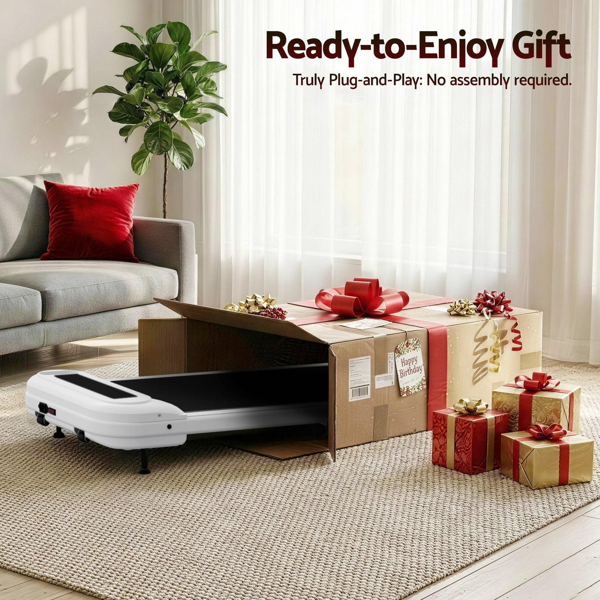 Everfit Treadmill Electric Walking Pad with Incline Under Desk Home Gym White.
