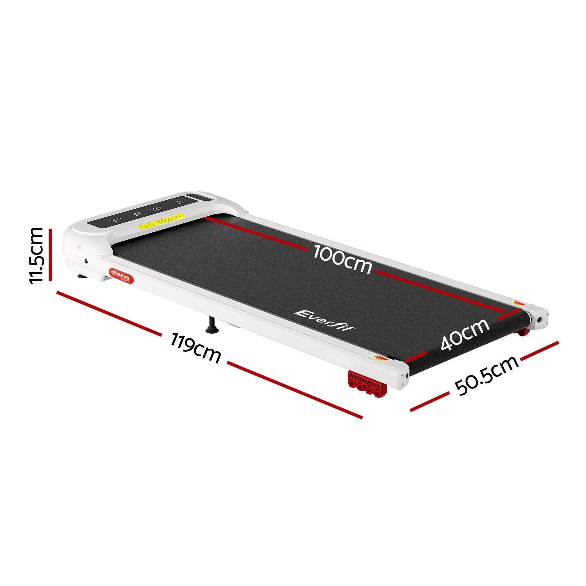 Everfit Treadmill Electric Walking Pad with Incline Under Desk Home Gym White.
