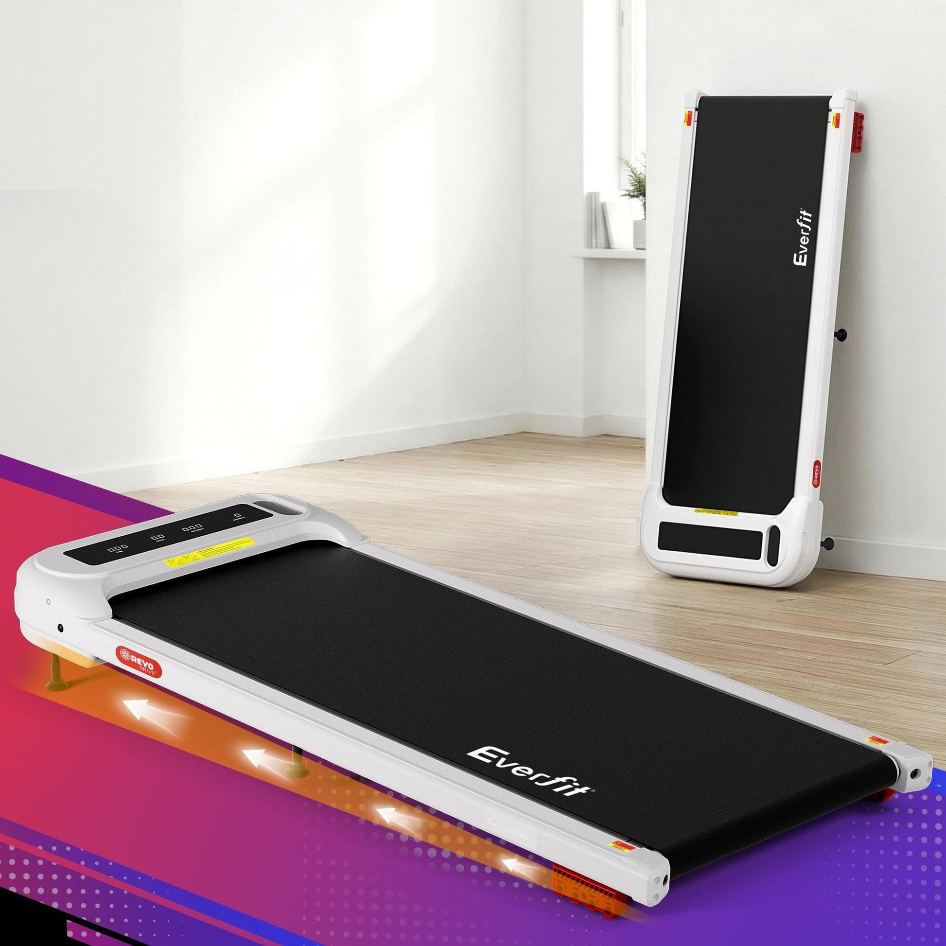 Everfit Treadmill Electric Walking Pad with Incline Under Desk Home Gym White.