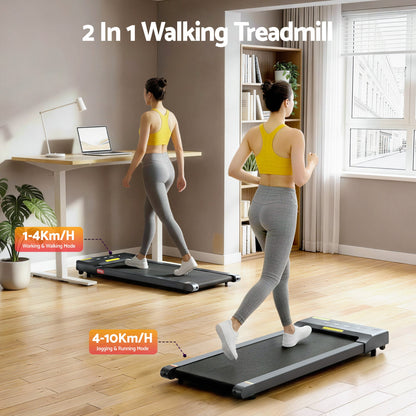 Everfit Treadmill Electric Walking Pad Under Desk Home Gym Fitness 400mm Grey.