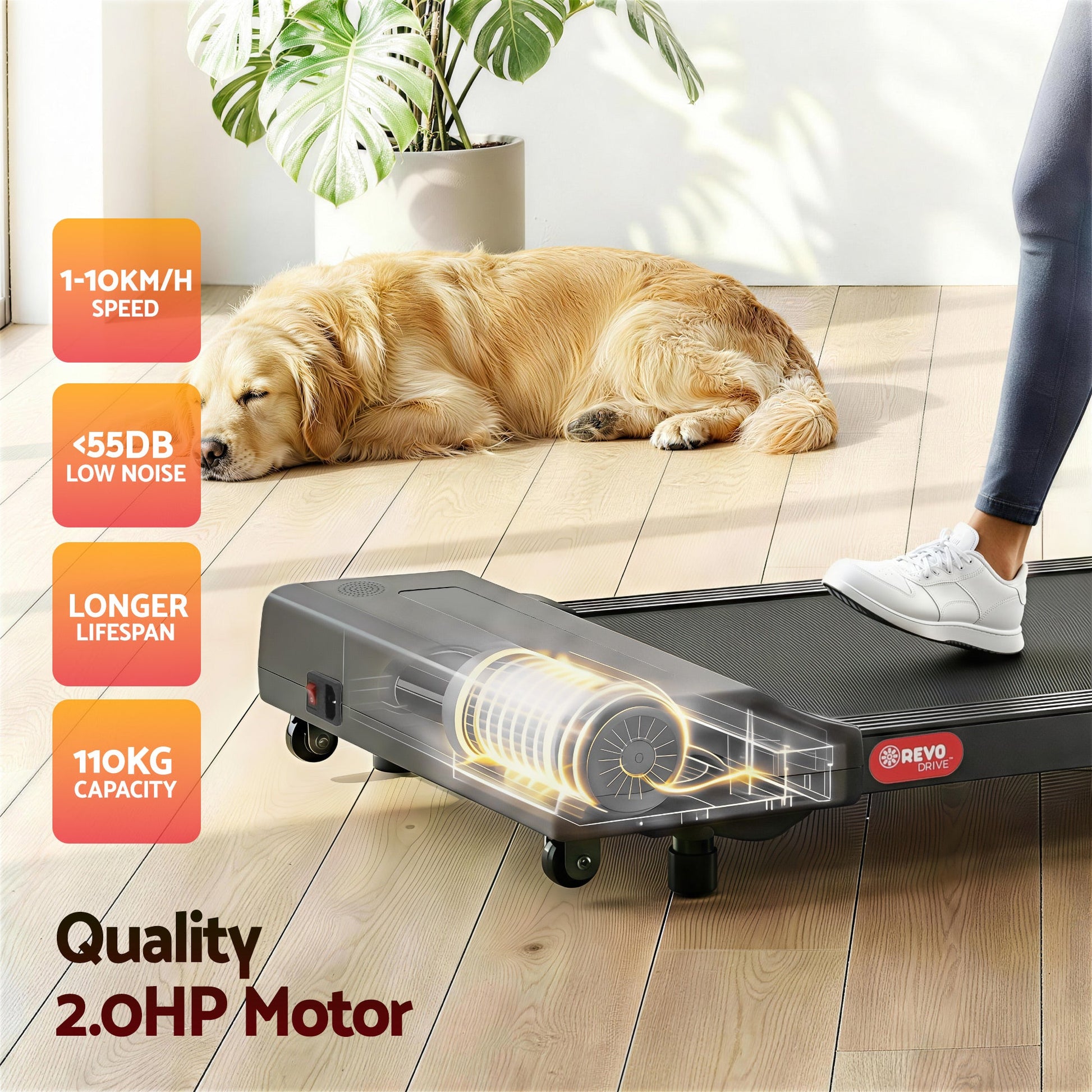 Everfit Treadmill Electric Walking Pad Under Desk Home Gym Fitness 400mm Grey.