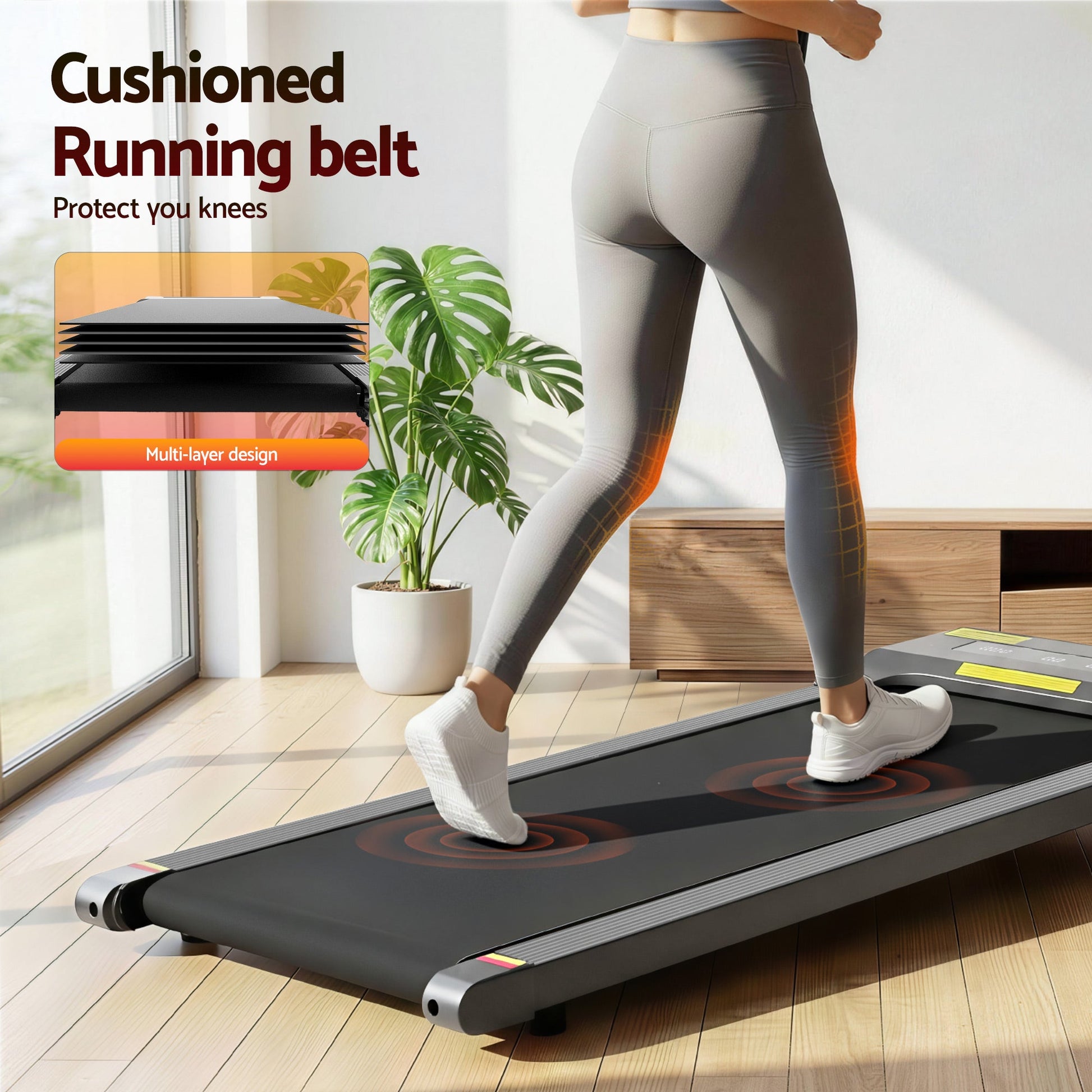 Everfit Treadmill Electric Walking Pad Under Desk Home Gym Fitness 400mm Grey.
