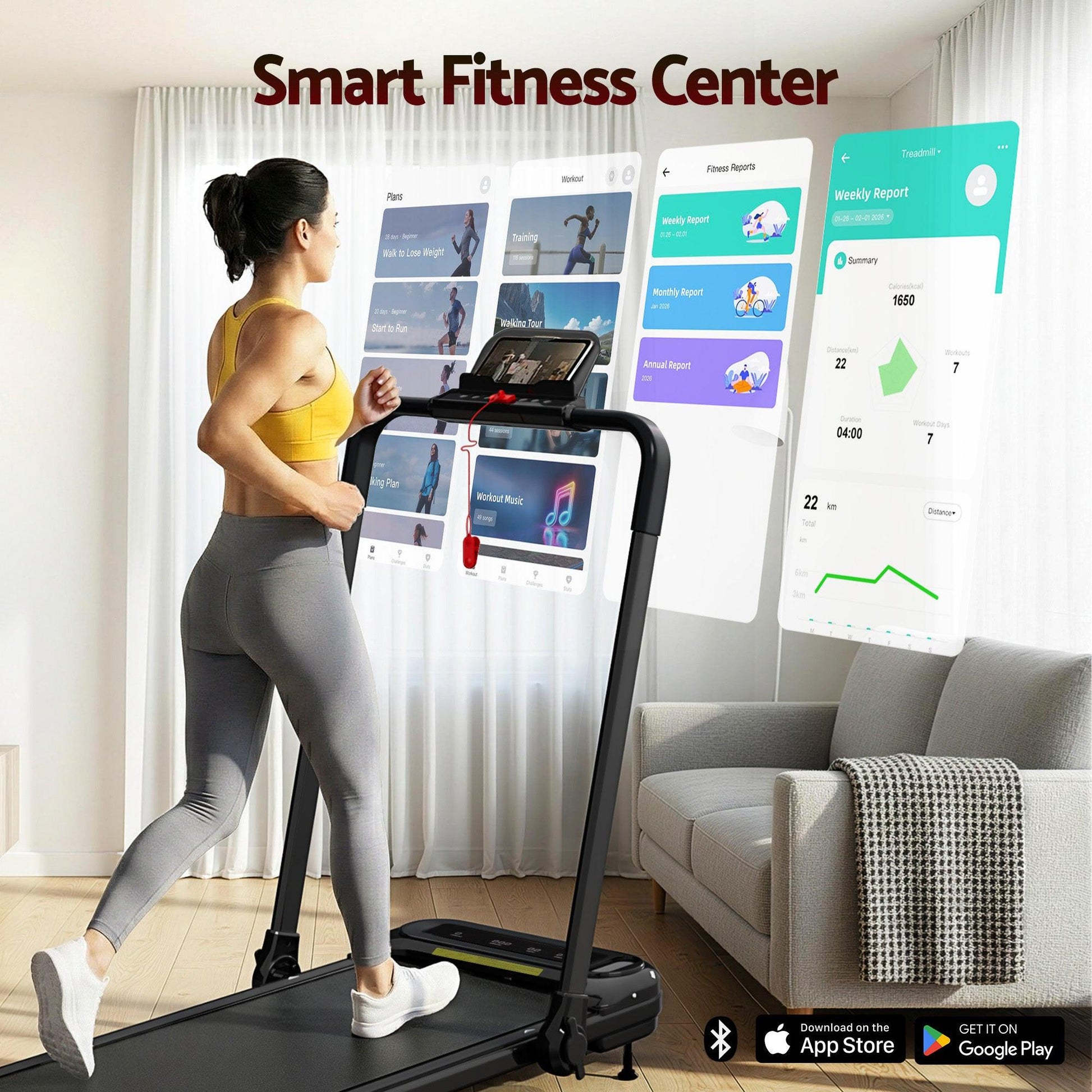 Everfit Treadmill Electric Walking Pad with Incline Foldable for Home Gym Black.