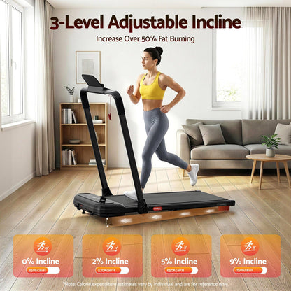 Everfit Treadmill Electric Walking Pad with Incline Foldable for Home Gym Black.