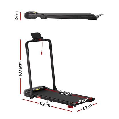 Everfit Treadmill Electric Walking Pad with Incline Foldable for Home Gym Black.