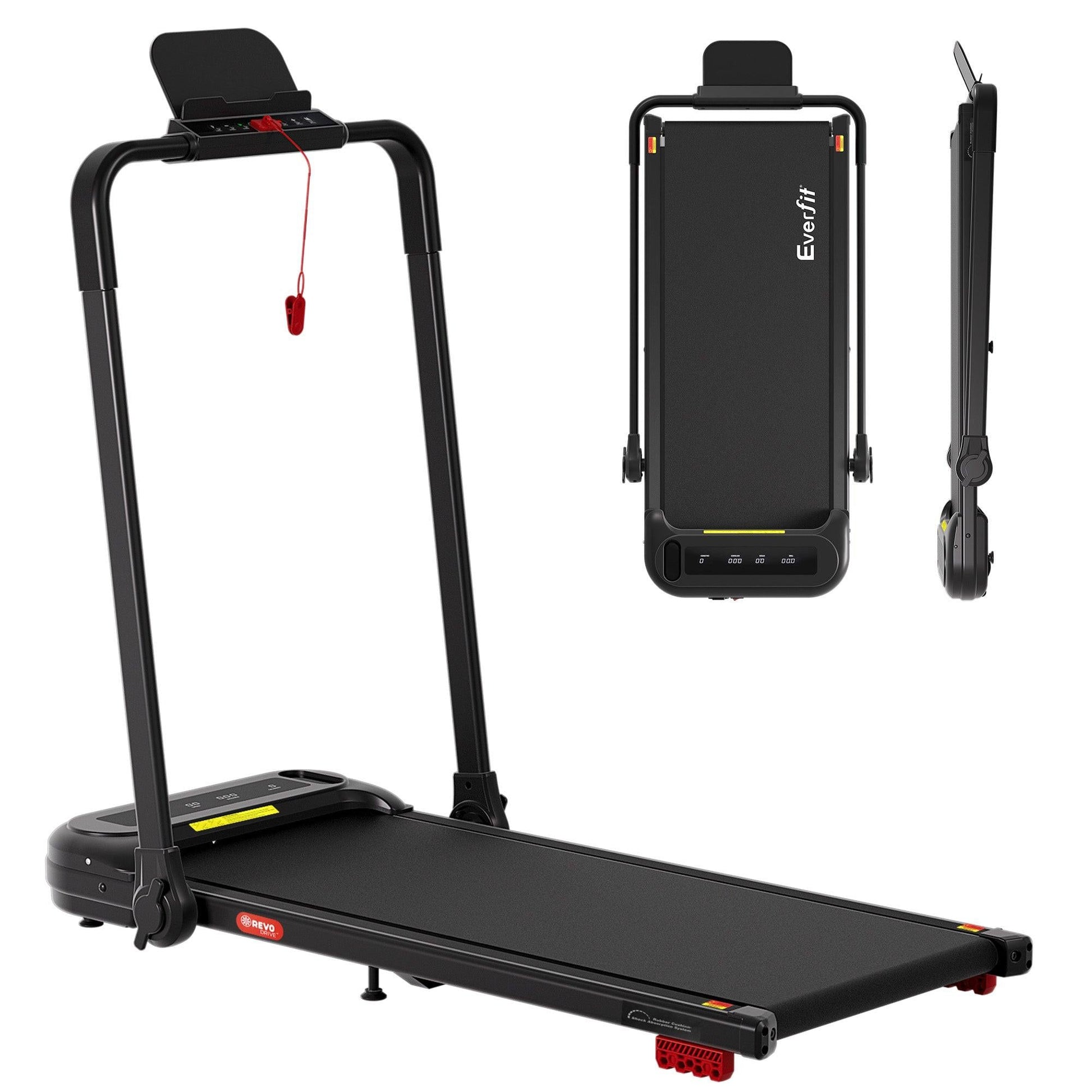 Everfit Treadmill Electric Walking Pad with Incline Foldable for Home Gym Black.