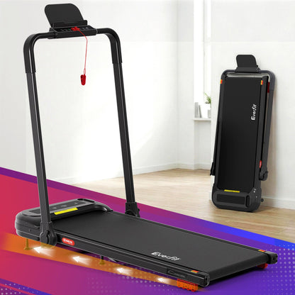 Everfit Treadmill Electric Walking Pad with Incline Foldable for Home Gym Black.