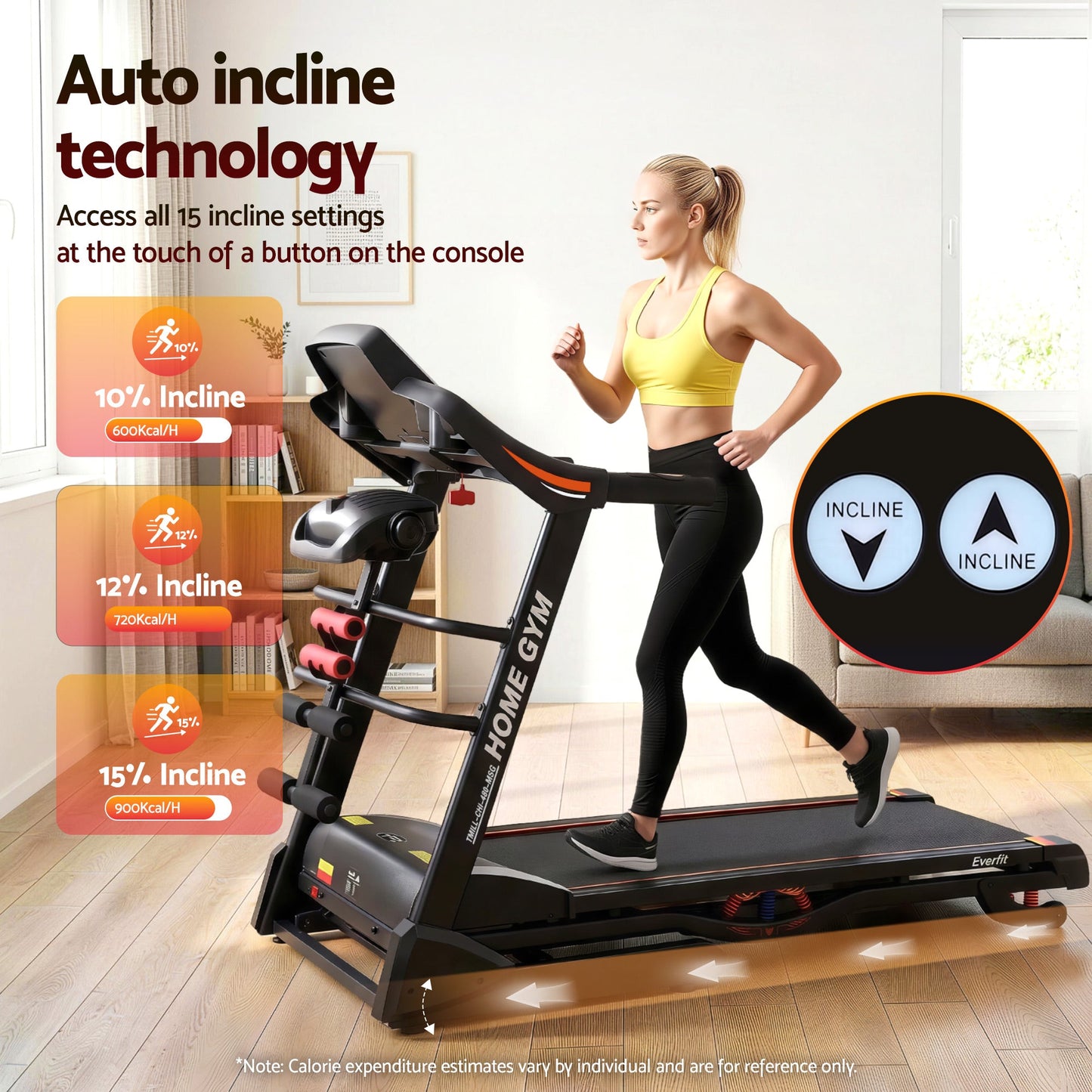 Everfit Treadmill Electric Home Gym Fitness Exercise Machine w/ Massager 480mm.