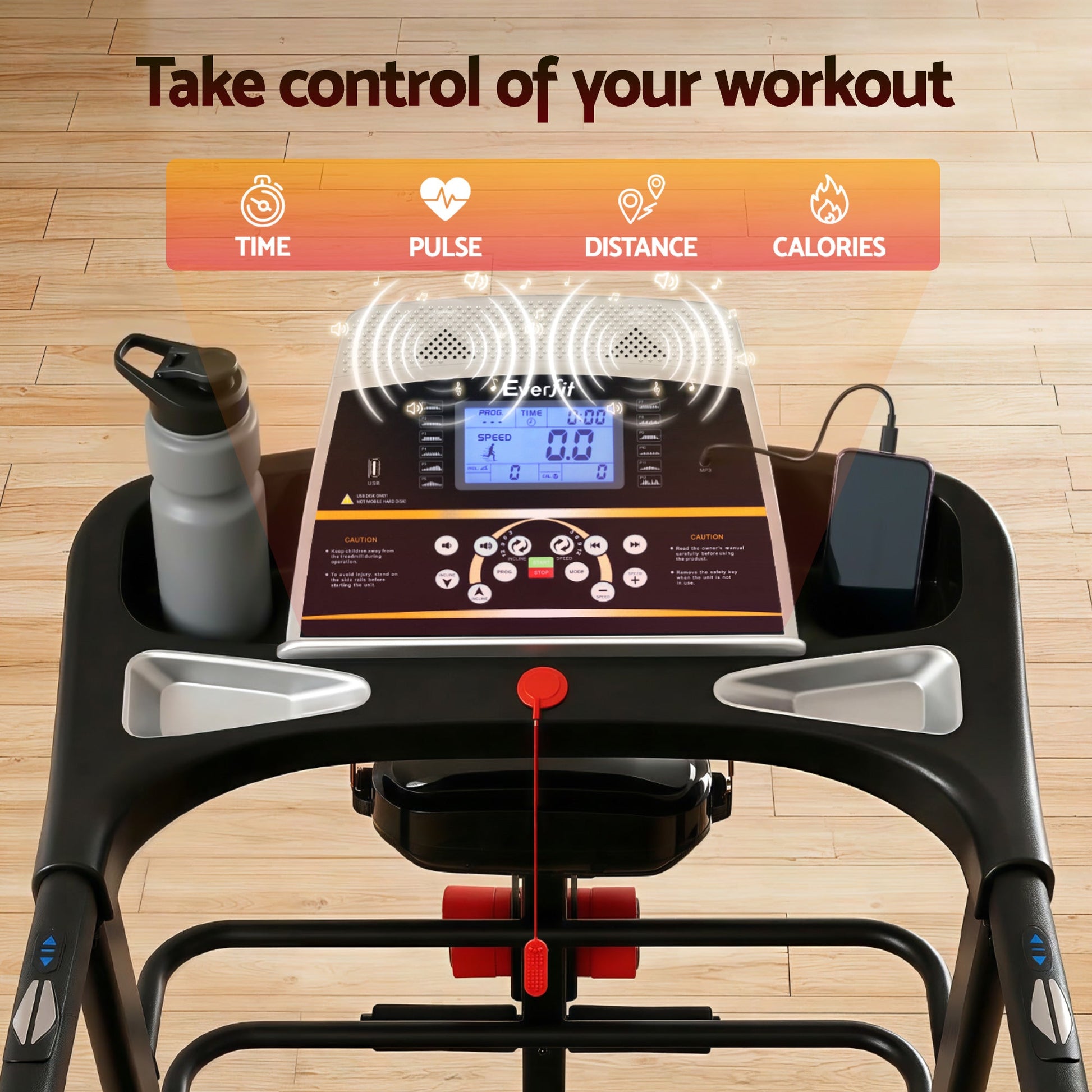 Everfit Treadmill Electric Home Gym Fitness Exercise Machine w/ Massager 480mm.
