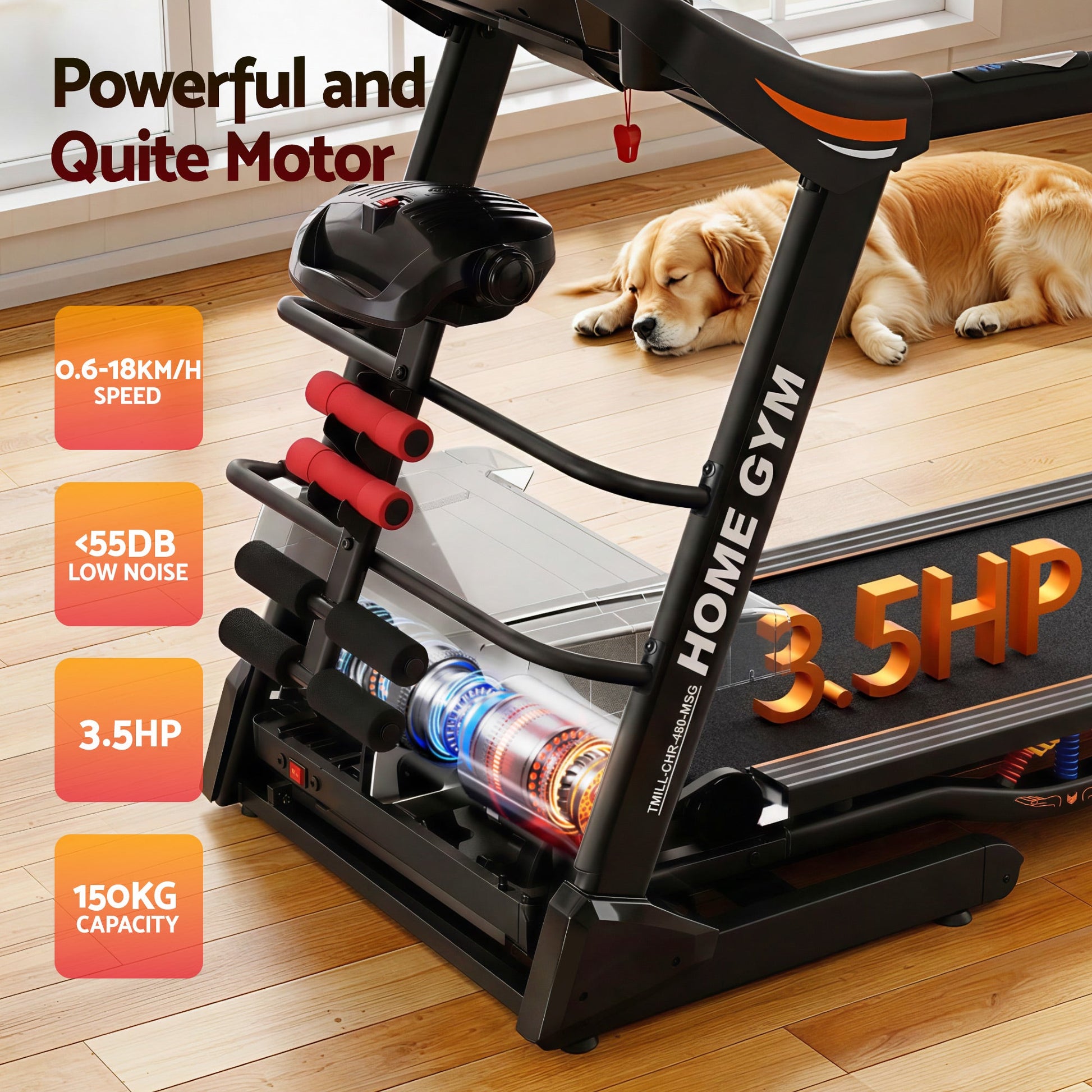 Everfit Treadmill Electric Home Gym Fitness Exercise Machine w/ Massager 480mm.