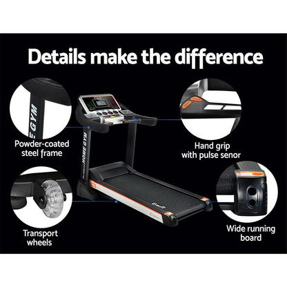 Everfit Treadmill Electric Auto Level Incline Home Gym Fitness Exercise 450mm.