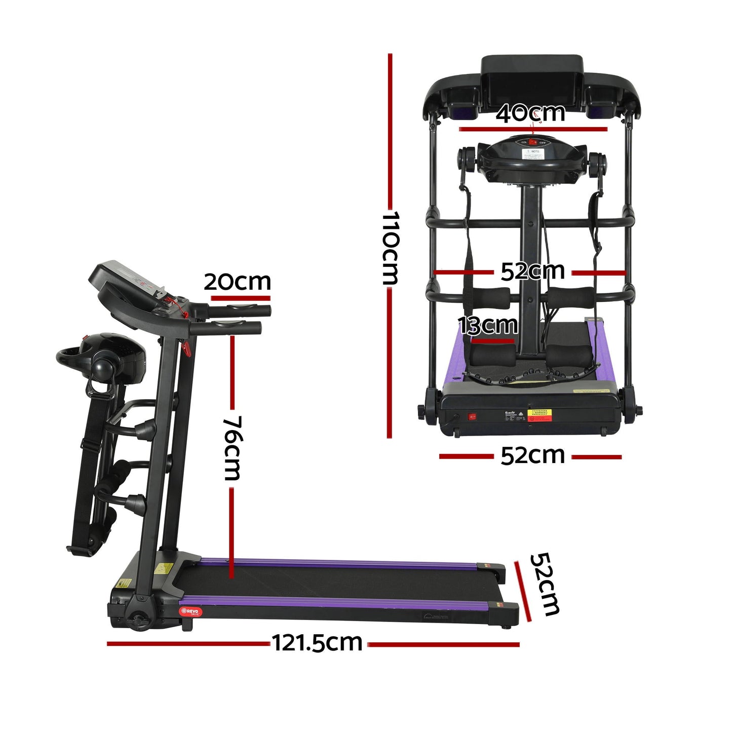 Everfit Treadmill Electric Home Gym Fitness Exercise Machine w/ Massager 400mm.