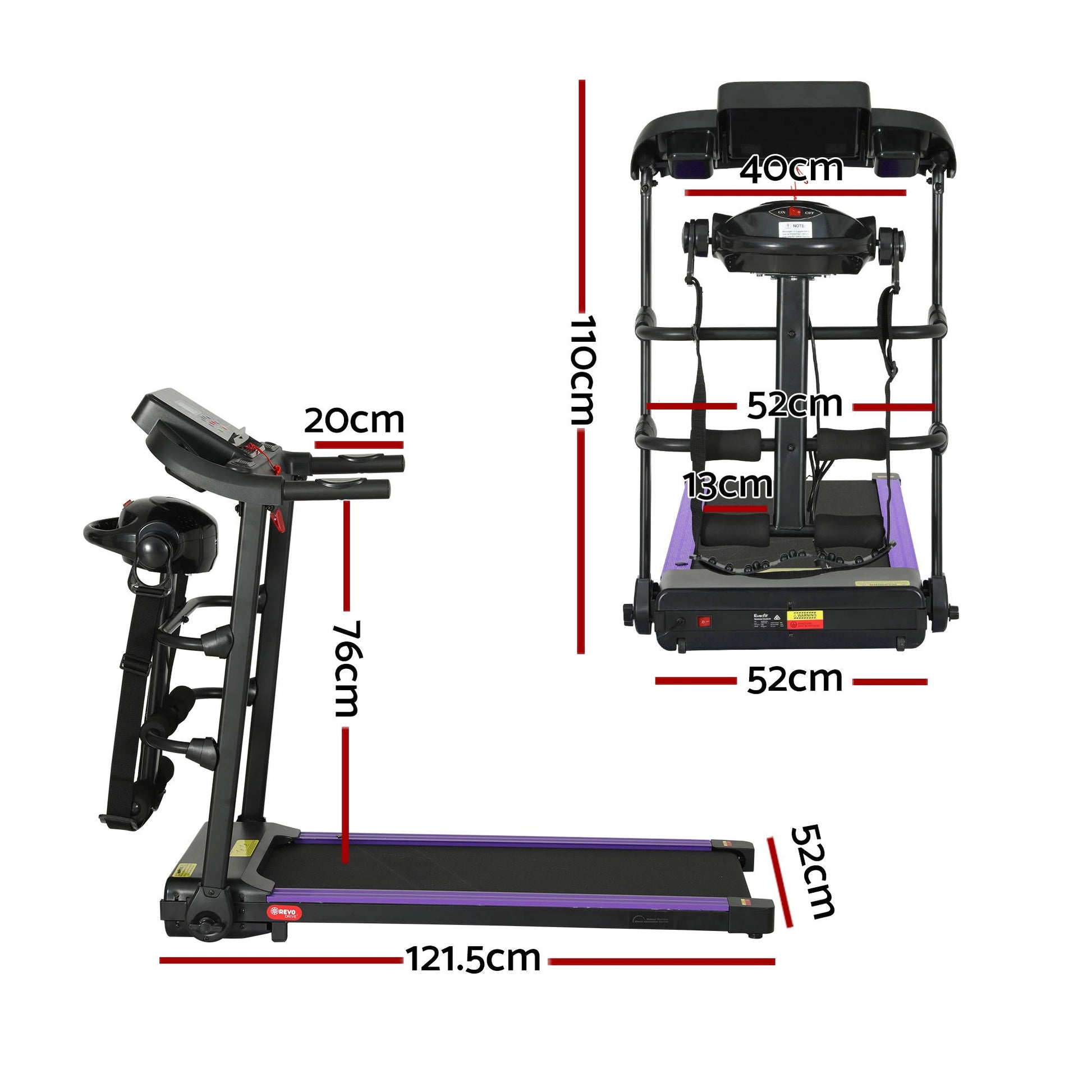 Everfit Treadmill Electric Home Gym Fitness Exercise Machine w/ Massager 400mm.