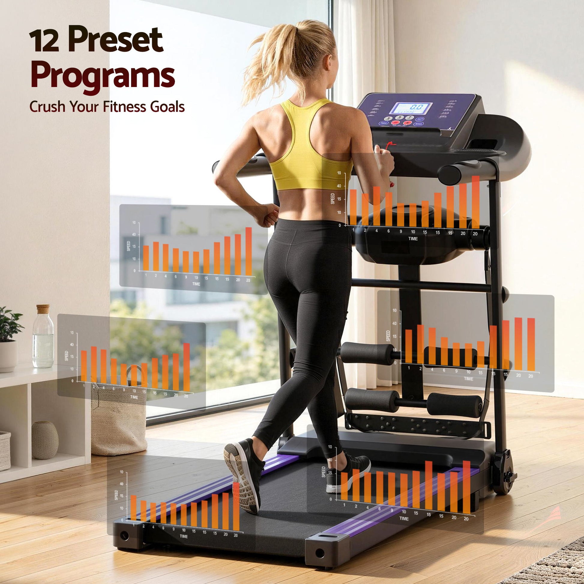 Everfit Treadmill Electric Home Gym Fitness Exercise Machine w/ Massager 400mm.
