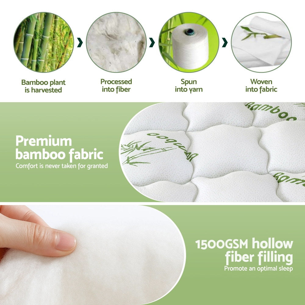 Giselle Bedding 1500GSM Pillowtop Mattress Topper Bamboo Mattress Pad for Back Pain Relief Washable 11cm Thick Bed Cover with 45cm Deep Pocket King