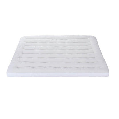 Giselle Bedding Pillowtop Mattress Topper 5cm Reversible Cooling & Soft Coral Fleece Pad for Back Pain Relief, Washable Skin-friendly Bed Protector with 45cm Deep Pocket Queen