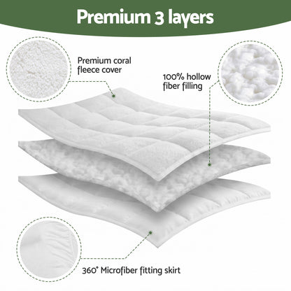 Giselle Bedding Queen Mattress Topper 5cm Coral Fleece
