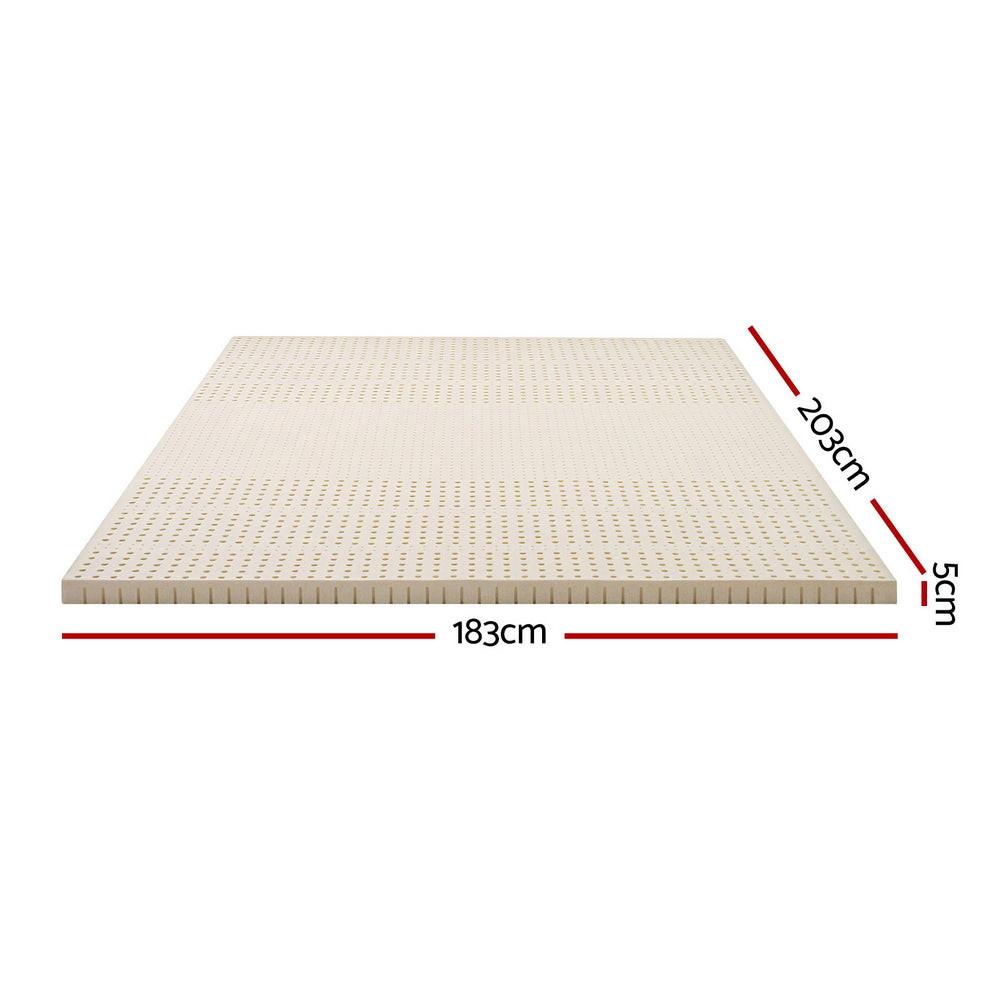 Giselle Bedding Latex Mattress Topper, 5cm Thick Cooling Bed Pad for Side Sleepers Pain Relief, 7 Zone Foldable Mat with Washable Cover for Guest Room Bedroom King.