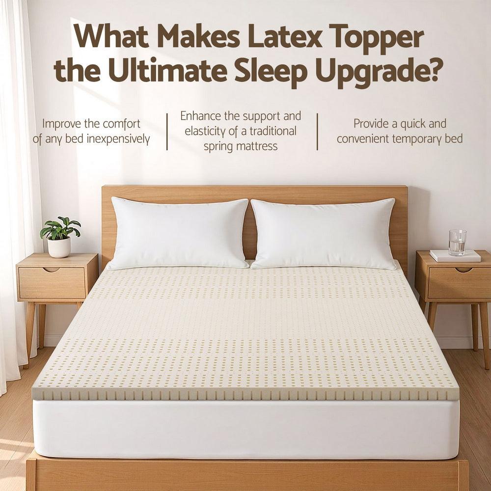 Giselle Bedding Latex Mattress Topper, 5cm Thick Cooling Bed Pad for Side Sleepers Pain Relief, 7 Zone Foldable Mat with Washable Cover for Guest Room Bedroom King.