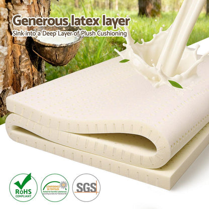 Giselle Bedding Latex Mattress Topper, 5cm Thick Cooling Bed Pad for Side Sleepers Pain Relief, 7 Zone Foldable Mat with Washable Cover for Guest Room Bedroom King.