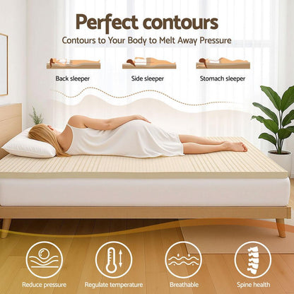 Giselle Bedding Latex Mattress Topper, 5cm Thick Cooling Bed Pad for Side Sleepers Pain Relief, 7 Zone Foldable Mat with Washable Cover for Guest Room Bedroom King.