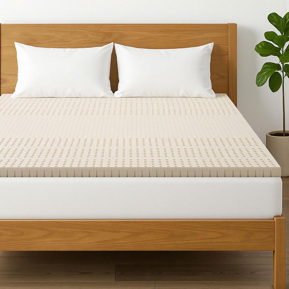 Giselle Bedding Latex Mattress Topper, 5cm Thick Cooling Bed Pad for Side Sleepers Pain Relief, 7 Zone Foldable Mat with Washable Cover for Guest Room Bedroom King.