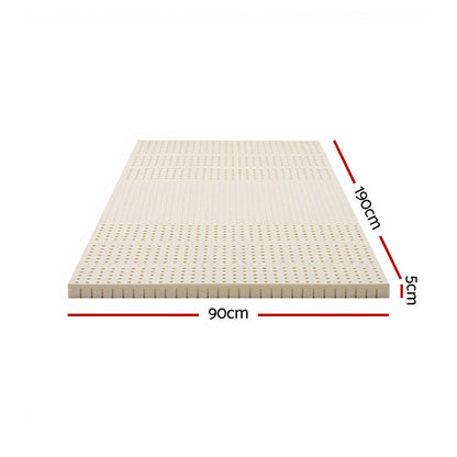 Giselle Bedding Latex Mattress Topper, 5cm Thick Cooling Bed Pad for Side Sleepers Pain Relief, 7 Zone Foldable Mat with Washable Cover for Guest Room Bedroom Single