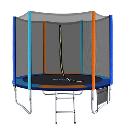 Everfit 8FT Trampoline for Kids w/ Ladder Enclosure Safety Net Pad Gift Round.