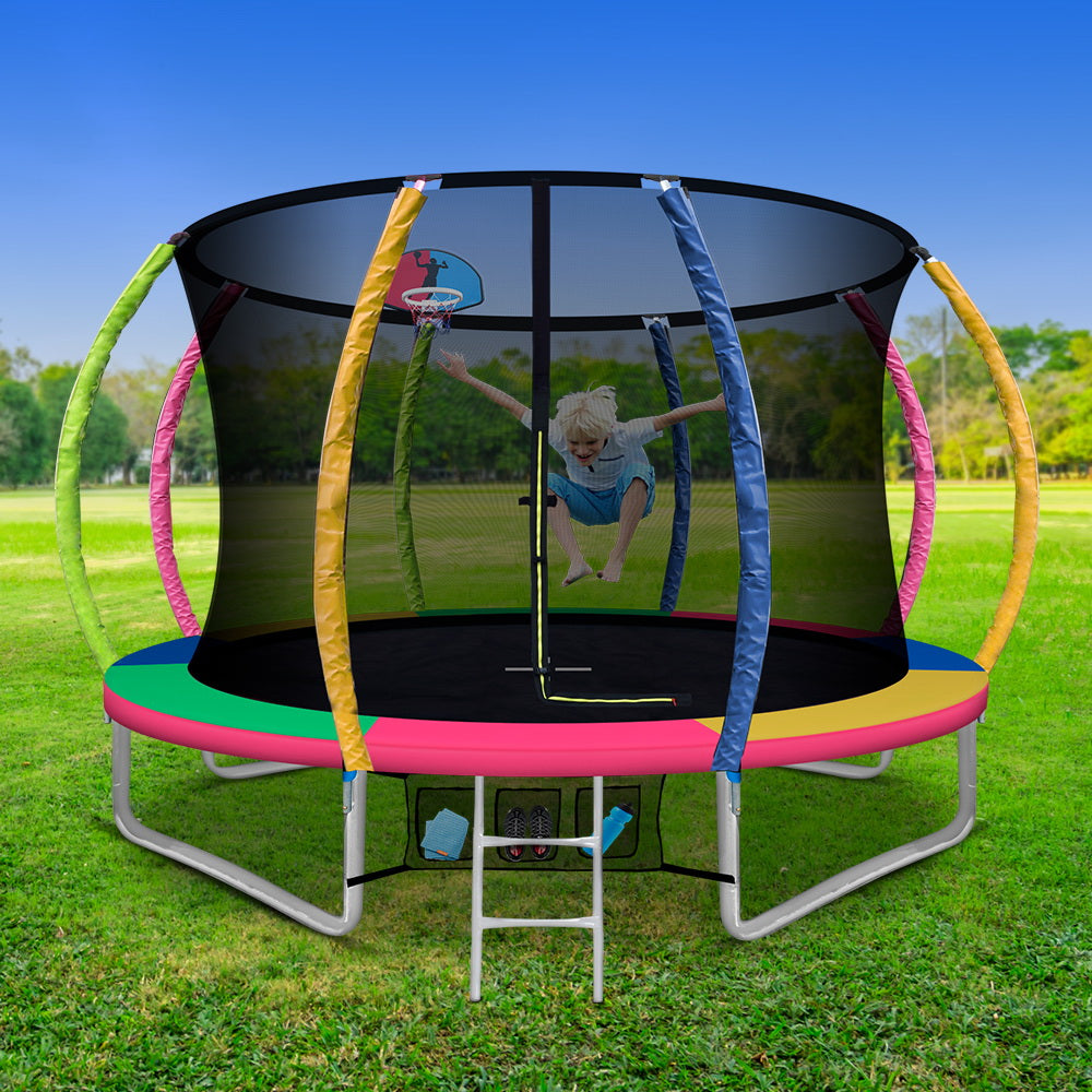 Everfit 10FT Trampoline for Kids w/ Ladder Enclosure Safety Net Rebounder Colors.