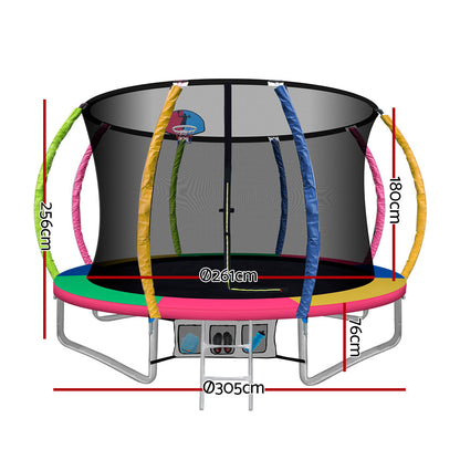 Everfit 10FT Trampoline for Kids w/ Ladder Enclosure Safety Net Rebounder Colors.