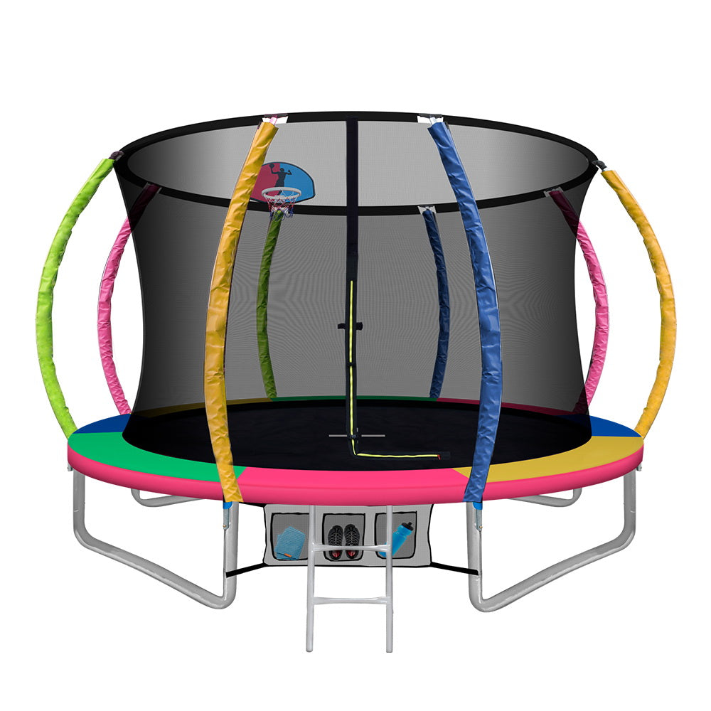 Everfit 10FT Trampoline for Kids w/ Ladder Enclosure Safety Net Rebounder Colors.