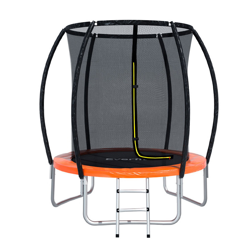 Everfit 6FT Trampoline for Kids w/ Ladder Trampoline Enclosure Safety Net Rebounder Orange.
