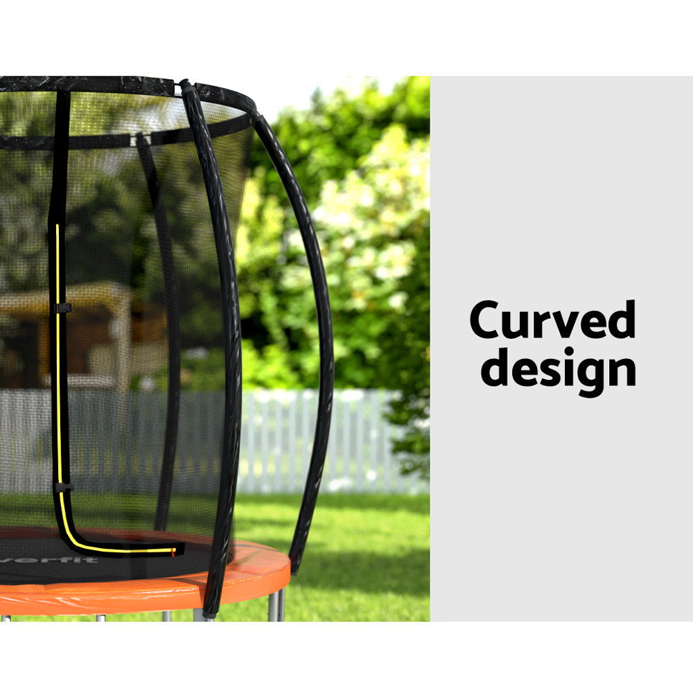 Everfit 6FT Trampoline for Kids w/ Ladder Trampoline Enclosure Safety Net Rebounder Orange.