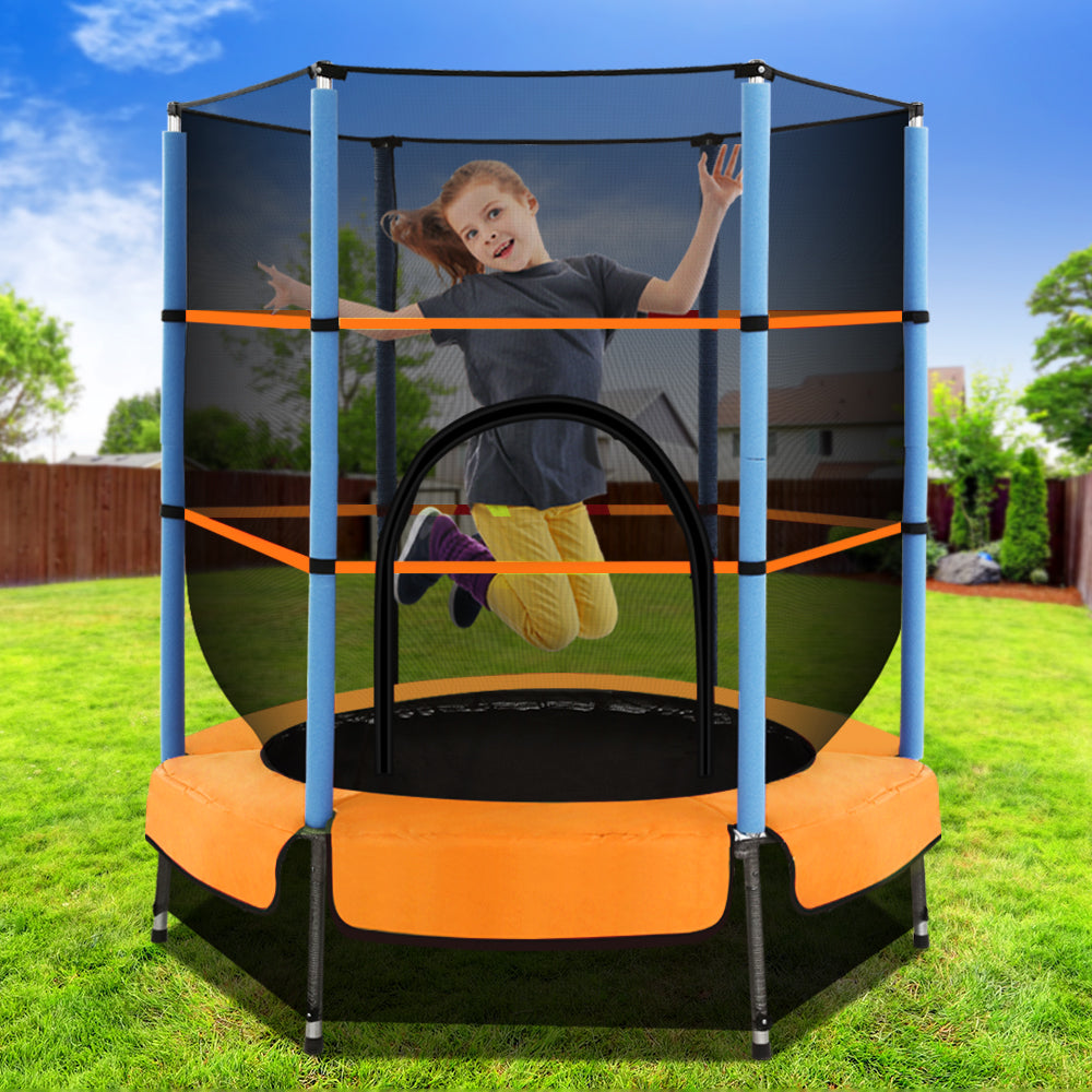 Everfit 4.5FT Trampoline for Kids Trampoline w/ Enclosure Safety Net Rebounder Gift Orange.
