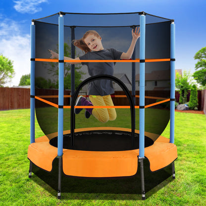 Everfit 4.5FT Trampoline for Kids Trampoline w/ Enclosure Safety Net Rebounder Gift Orange.