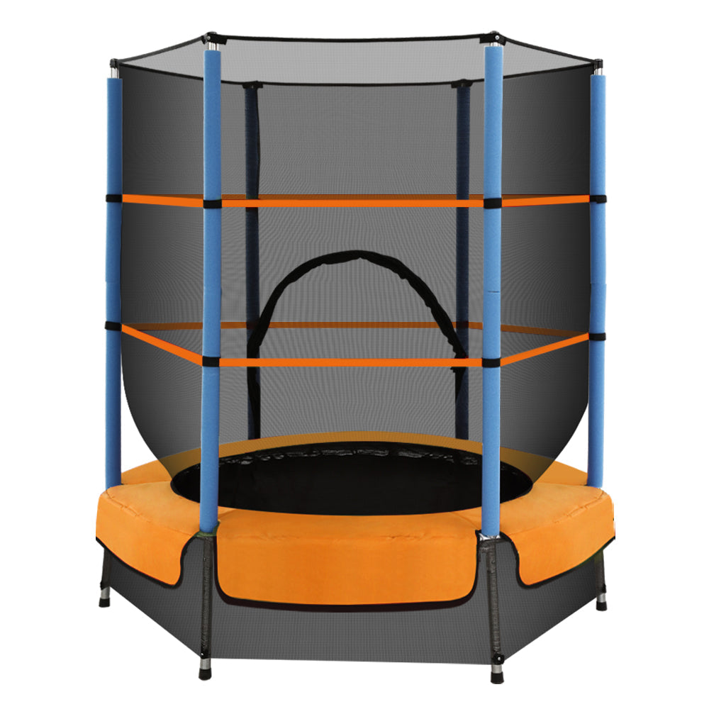 Everfit 4.5FT Trampoline for Kids Trampoline w/ Enclosure Safety Net Rebounder Gift Orange.