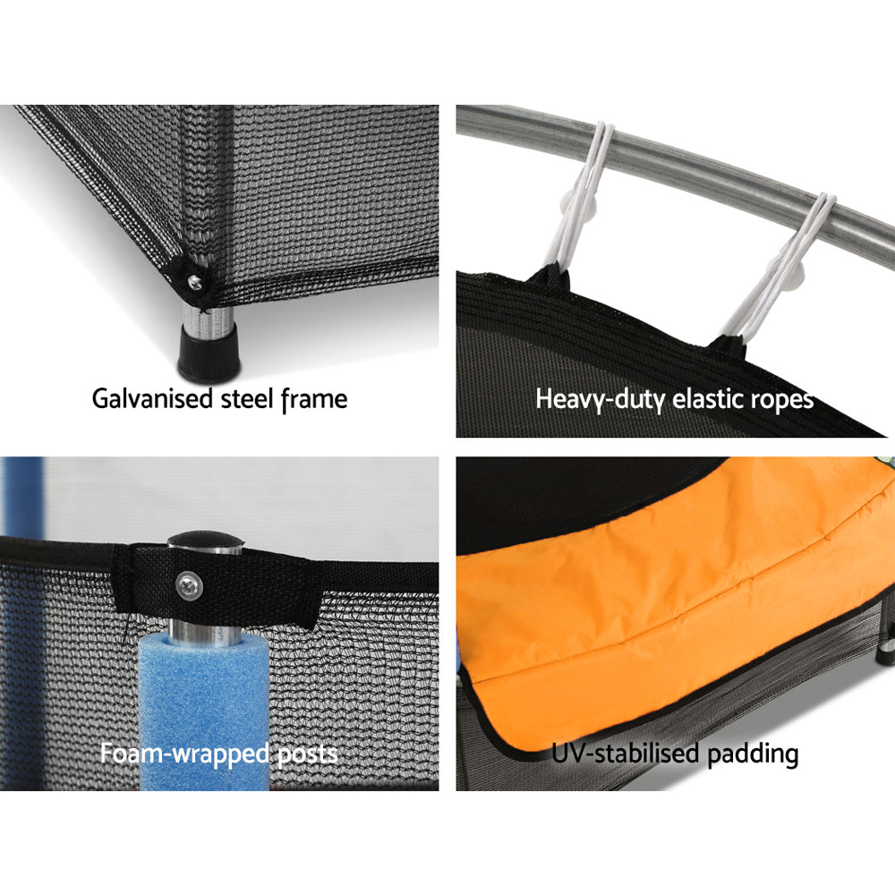 Everfit 4.5FT Trampoline for Kids Trampoline w/ Enclosure Safety Net Rebounder Gift Orange.