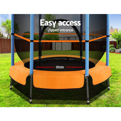 Everfit 4.5FT Trampoline for Kids Trampoline w/ Enclosure Safety Net Rebounder Gift Orange.