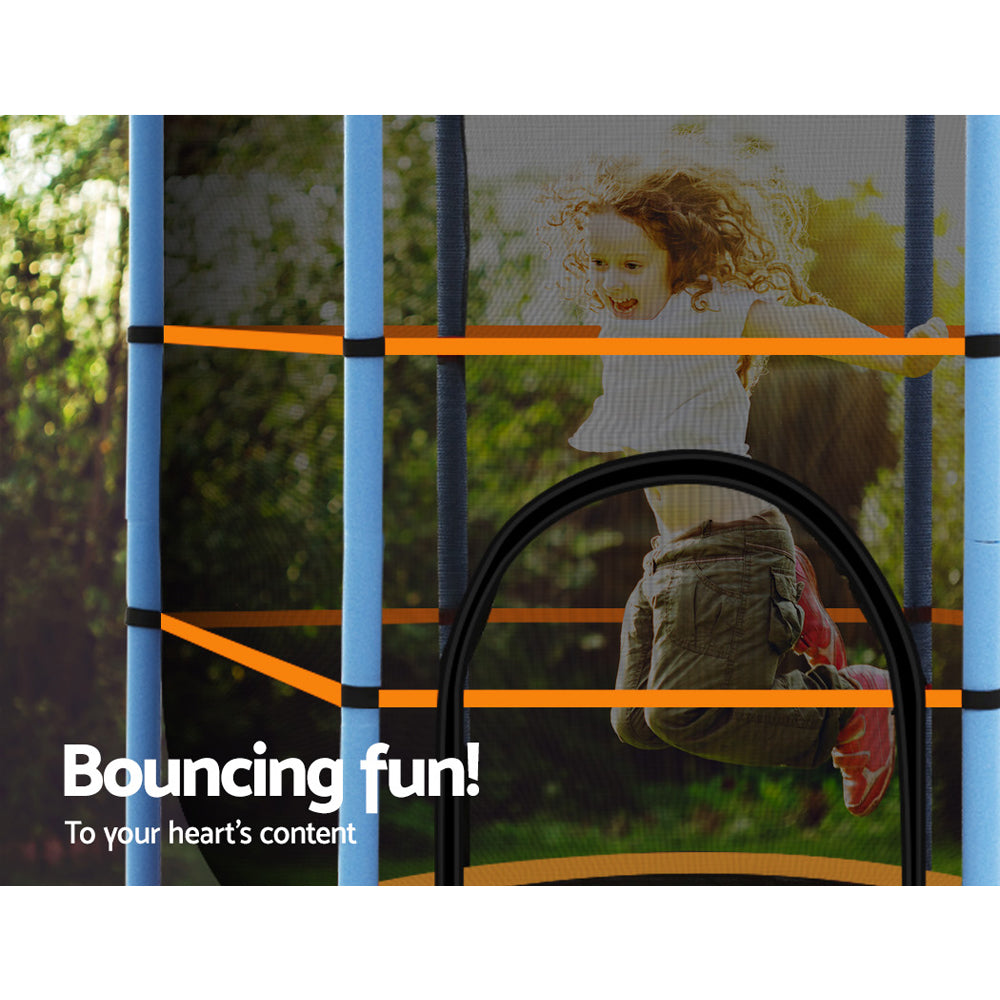 Everfit 4.5FT Trampoline for Kids Trampoline w/ Enclosure Safety Net Rebounder Gift Orange.