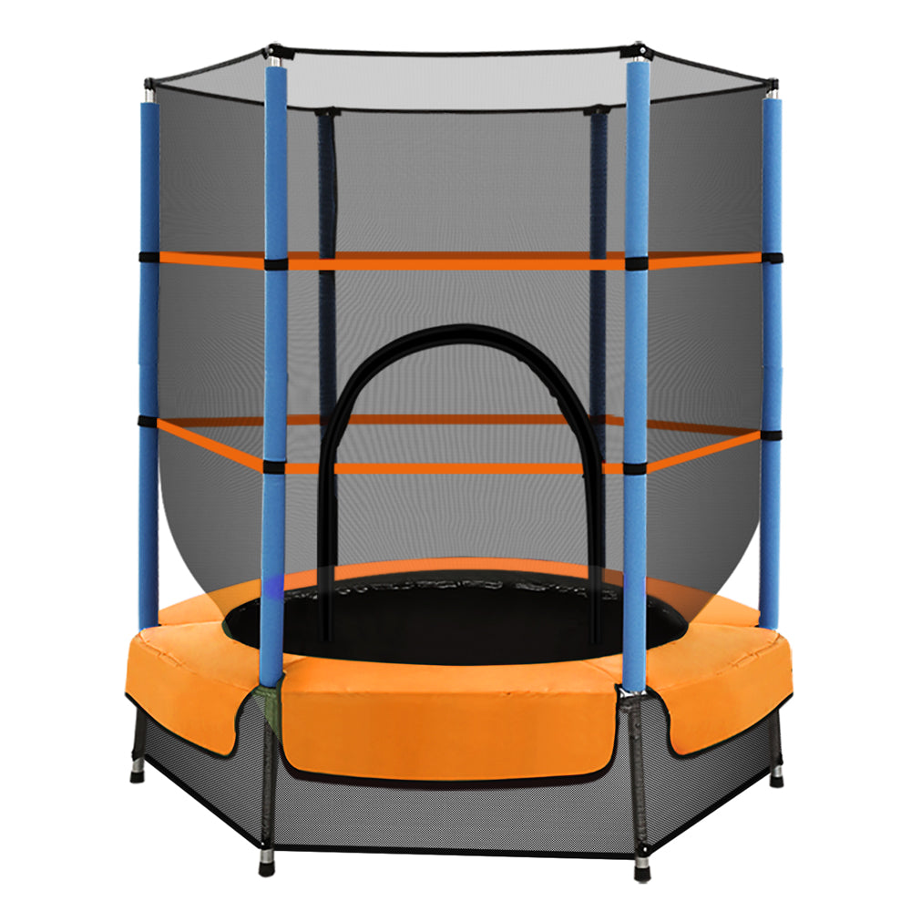 Everfit 4.5FT Trampoline for Kids Trampoline w/ Enclosure Safety Net Rebounder Gift Orange.