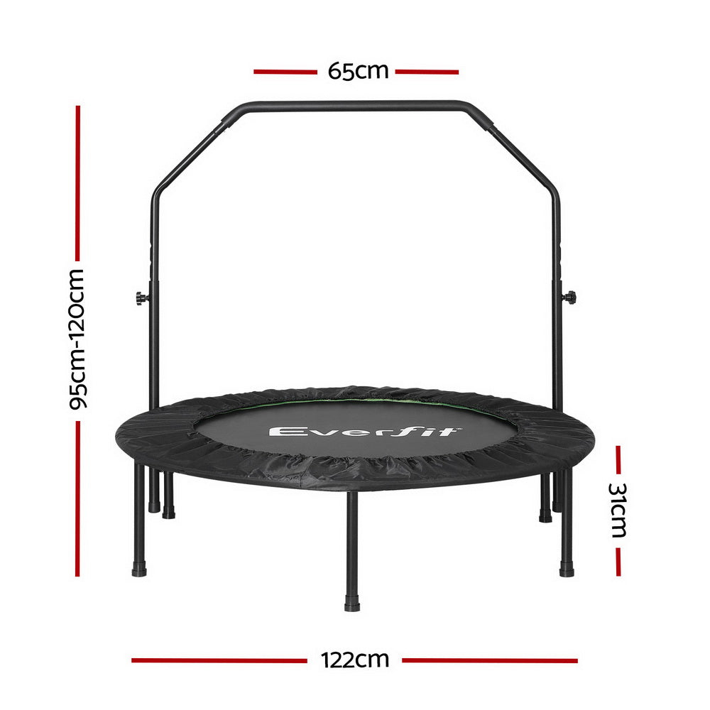Everfit 48inch Round Fitness Trampoline Rebounder Adjustable Handrail Green.