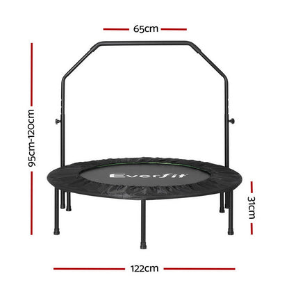 Everfit 48inch Round Fitness Trampoline Rebounder Adjustable Handrail Green.