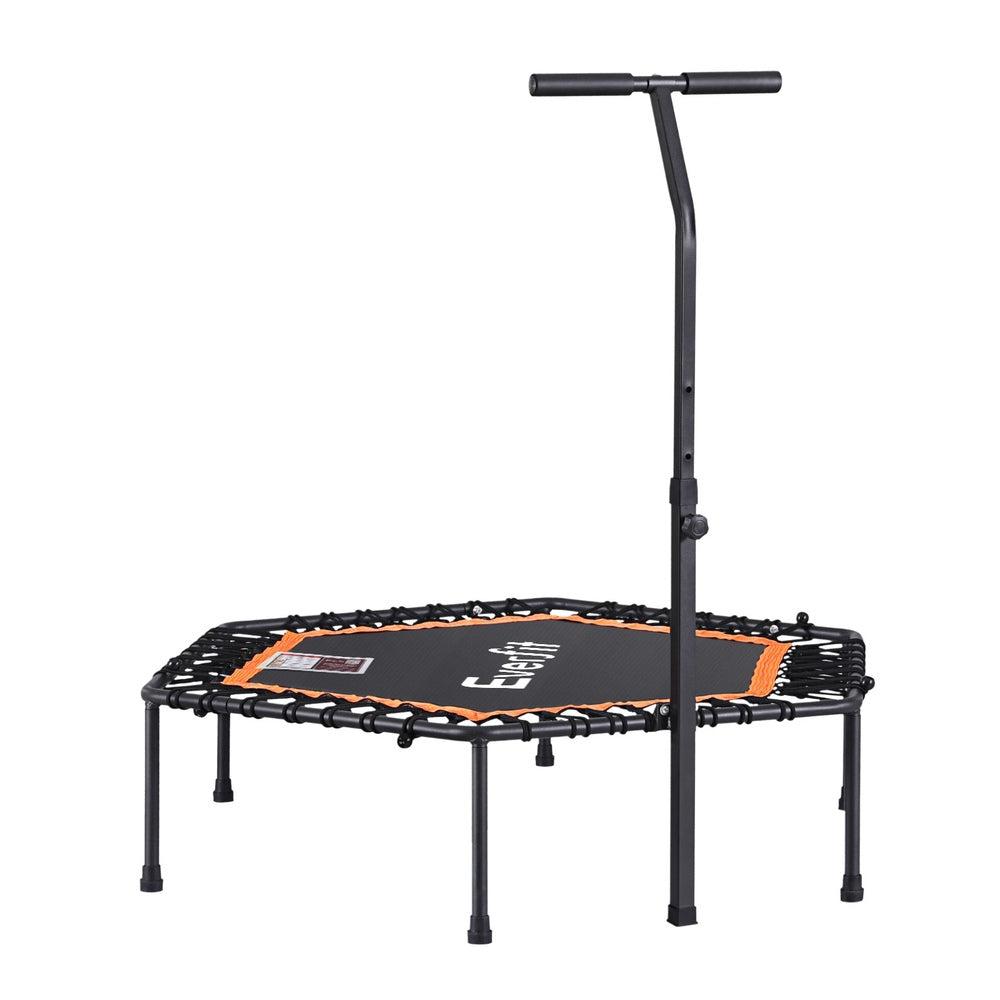 Everfit 51inch Hexagon Fitness Trampoline Rebounder Adjustable Handrail Orange.