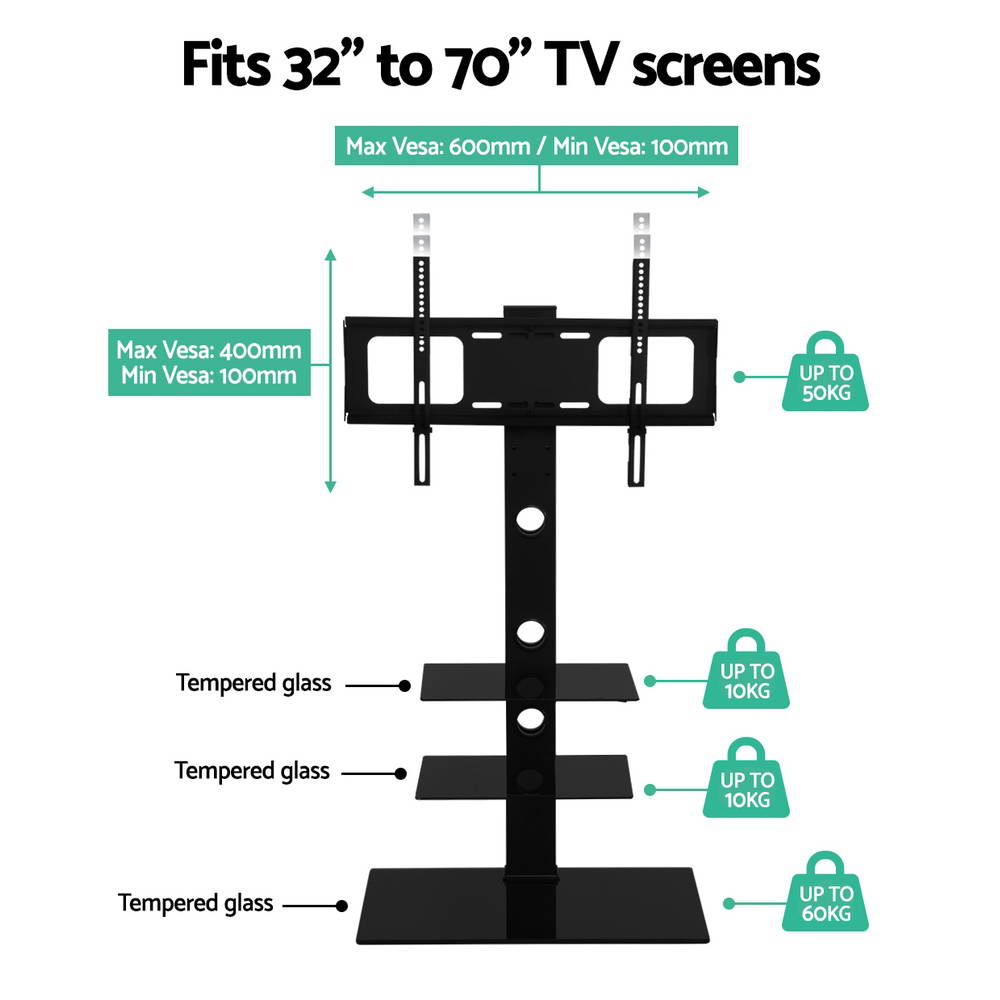 Artiss TV Stand Mount Bracket for 32"-70" LED LCD 3 Tiers Storage Floor Shelf.