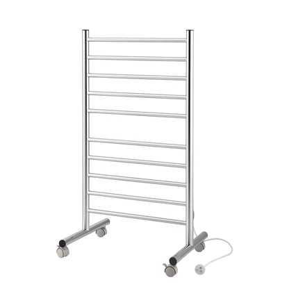 Devanti 10-Bar Freestanding Heated Towel Rail 3-5 Mins Fast Heating Electric Towel Warmer for Bathroom Winter Drying Stainless Steel Plug In 100W