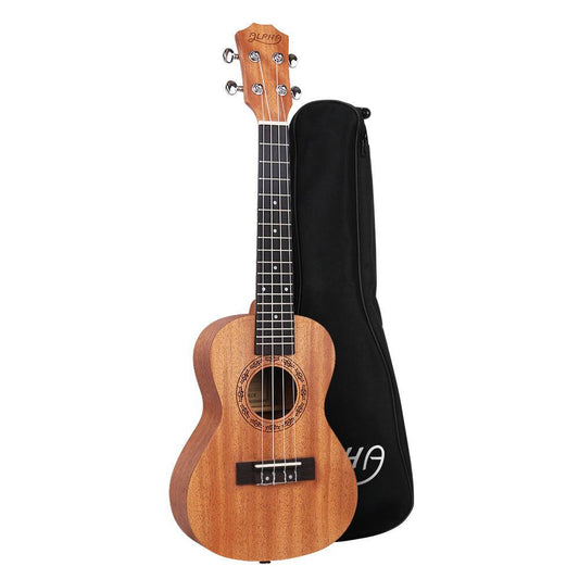 Alpha 23" Ukulele Natural Mahogany Concert Beginner Gift w/ Carry Bag.