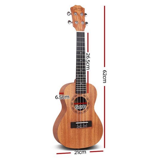 Alpha 23" Ukulele Natural Mahogany Concert Beginner Gift w/ Carry Bag.