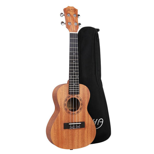 Alpha 26" Ukulele Natural Mahogany Tenor Beginner Gift w/ Carry Bag.