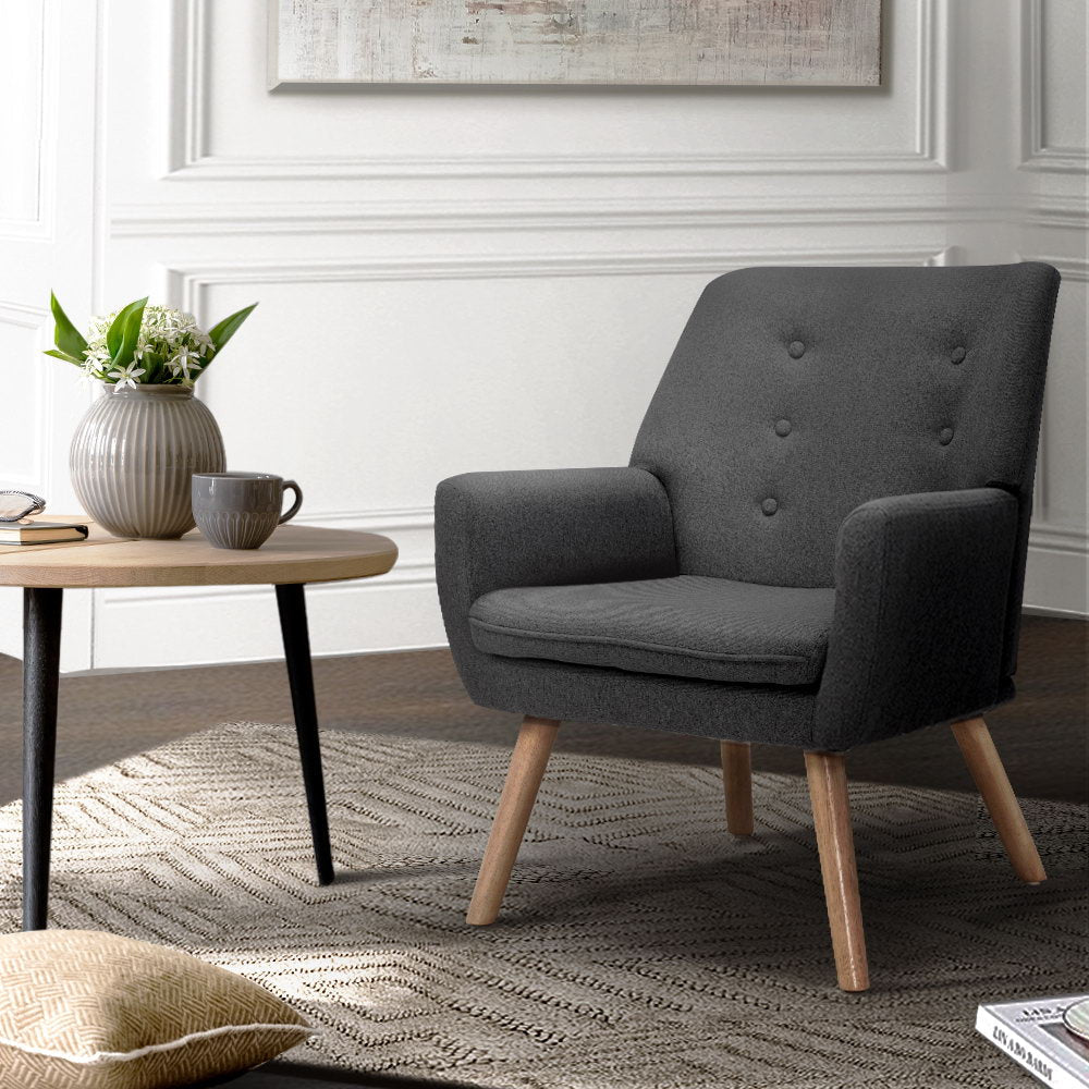 Artiss Armchair Linen Fabric Anne Charcoal.